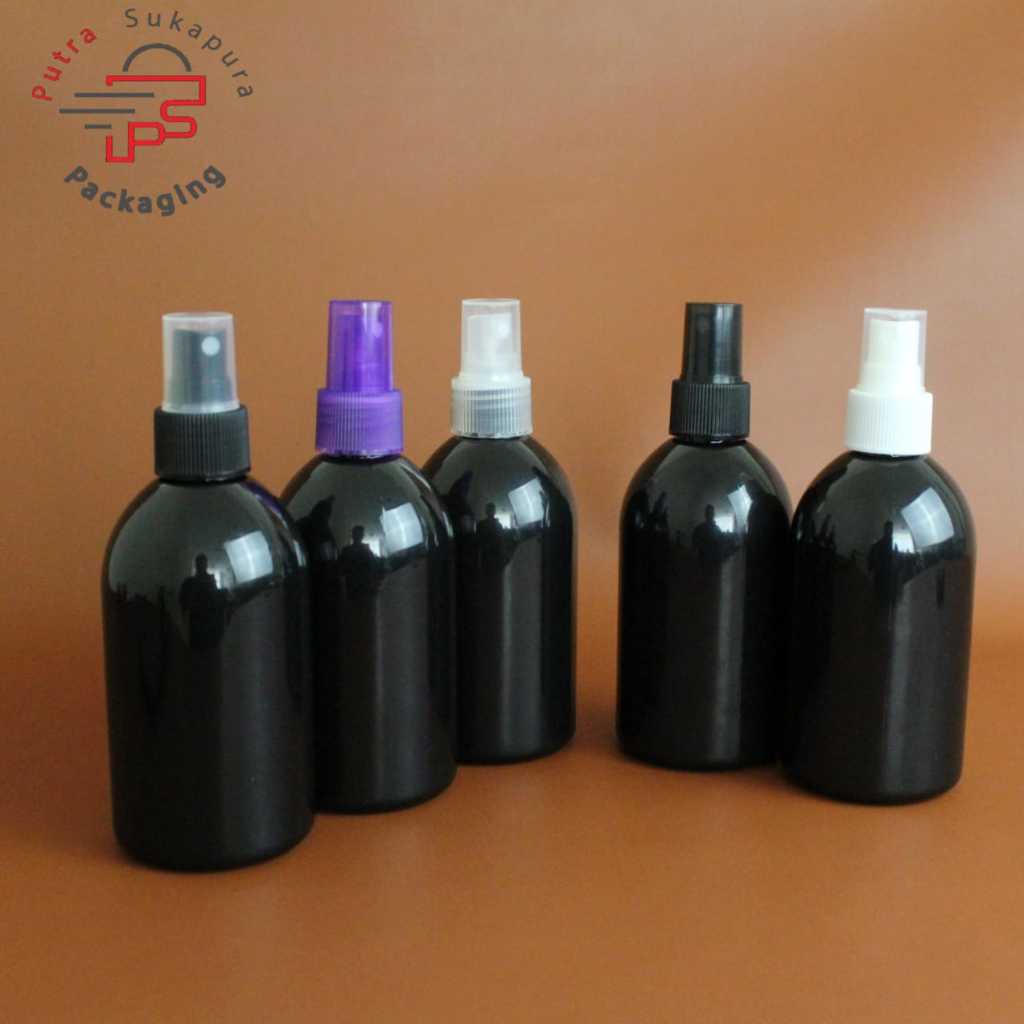 Botol spray 250ml hitam oval / botol sprot spray 250ml oval spray neck 24