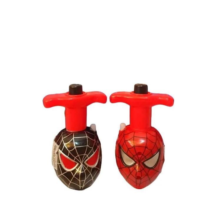 Mainan Anak Gangsing KARAKTER SPIDERMAN /GASING Tradisional Dengan Musik Lampu / Mainan Gangsing