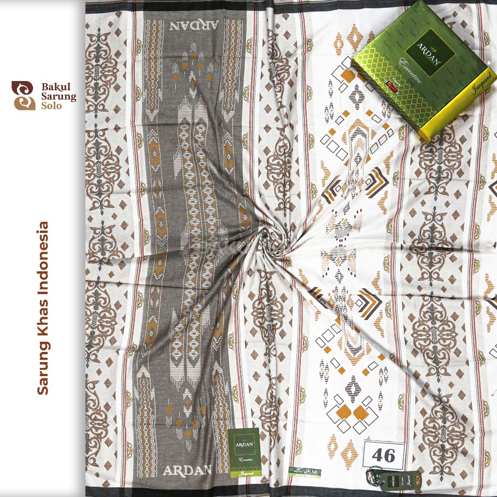Sarung ARDAN Executive JKM Motif Khas Jacquard Hitam Putih Warna
