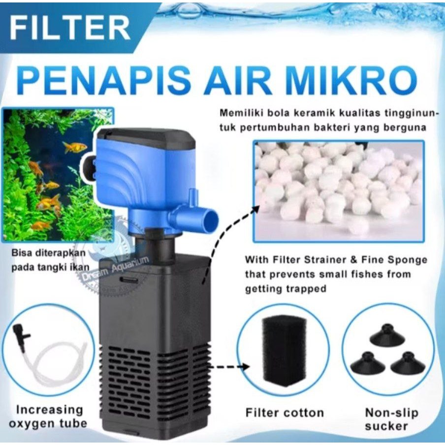 POMPA AKUARIUM 3 IN 1 AKUARIUM POMPA FILTER OKSIGEN UNTUK TANGKI IKAN