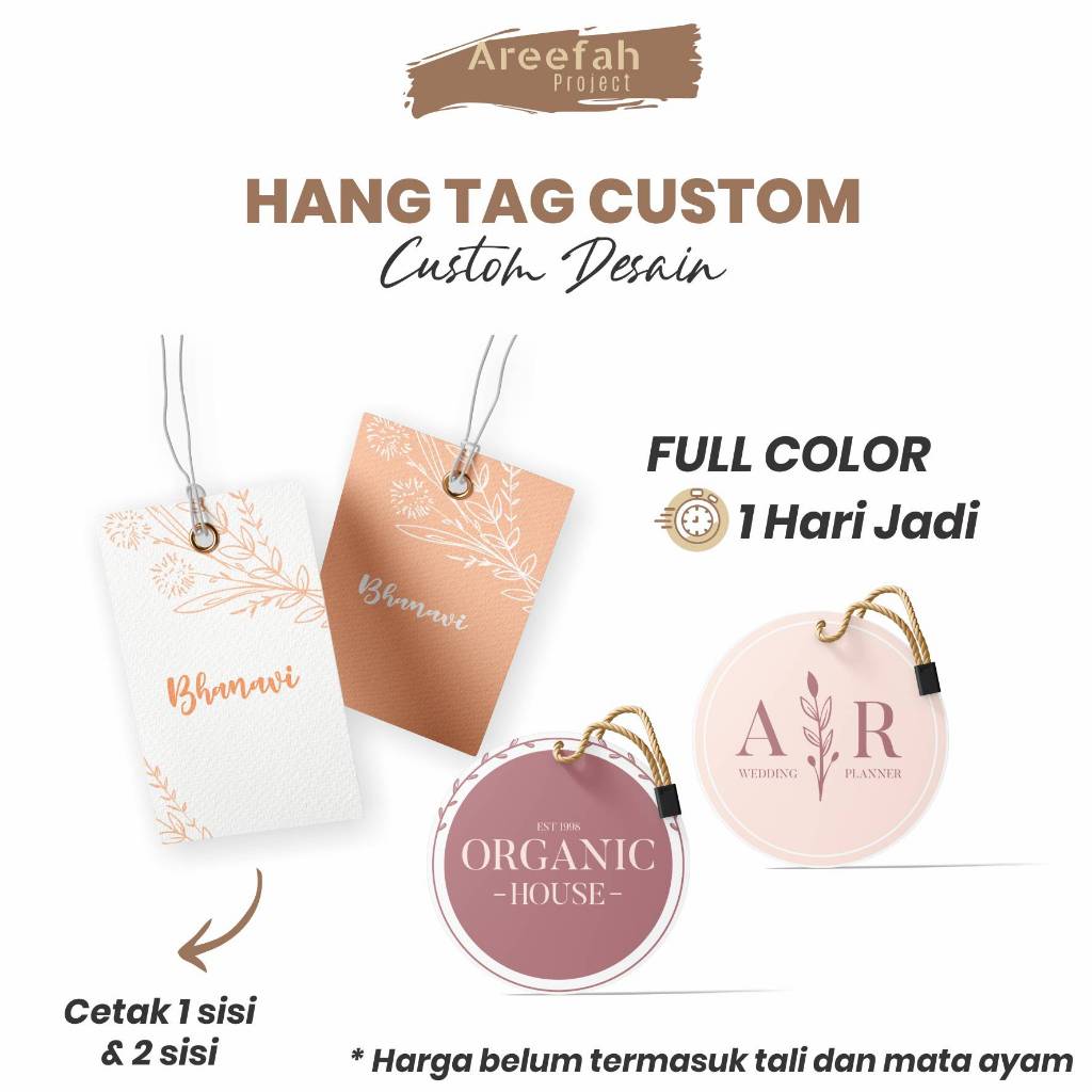

Areefah Hang Tag Custom | Label Hang Tag Baju Custom | Hang Tag Premium | Cetak Hangtag Full Color
