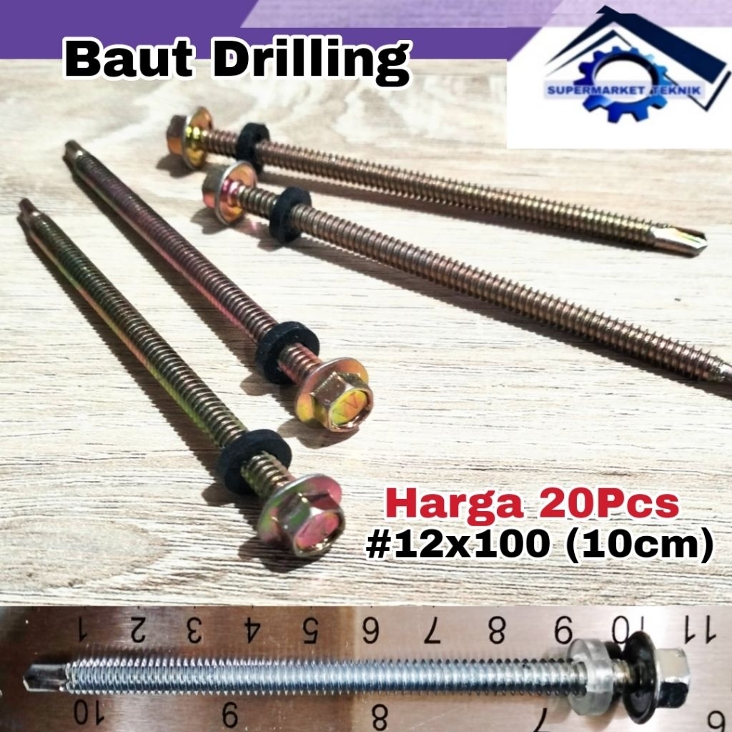 Baut Sekrup Baja Ringan 12x100 (10cm) Per 20 Biji