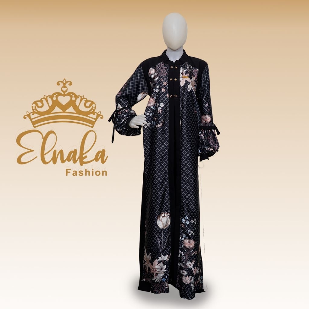 Gamis Premium Elnaka Black Sakura 003