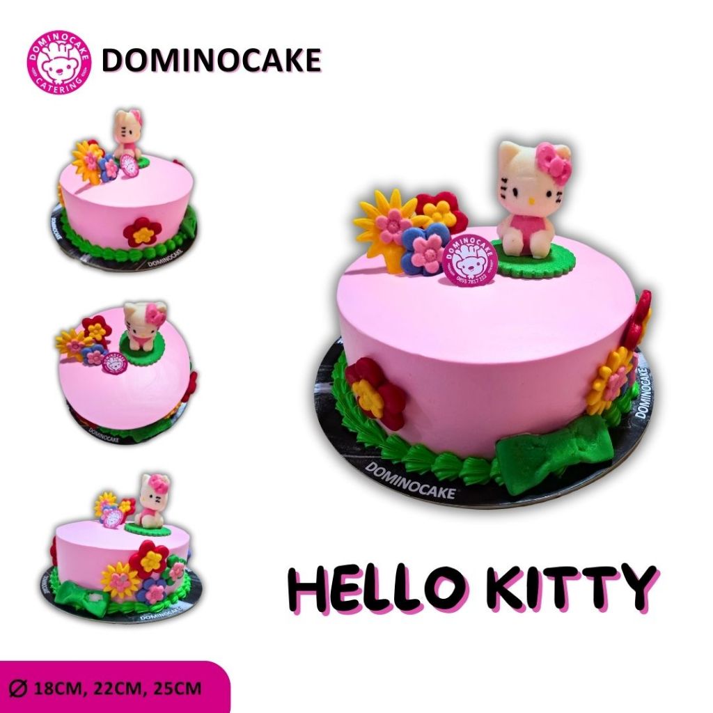 Dominocake | Kue Ulang Tahun Hello Kitty Bulat | Fresh Cream Cake