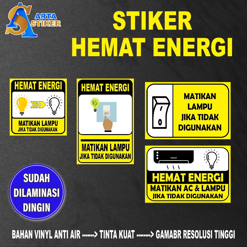 

07. STIKER HEMAT ENERGI/ STIKER MATIKAN LAMPU / STIKER MATIKAN AC / STIKER MATIKAN AC