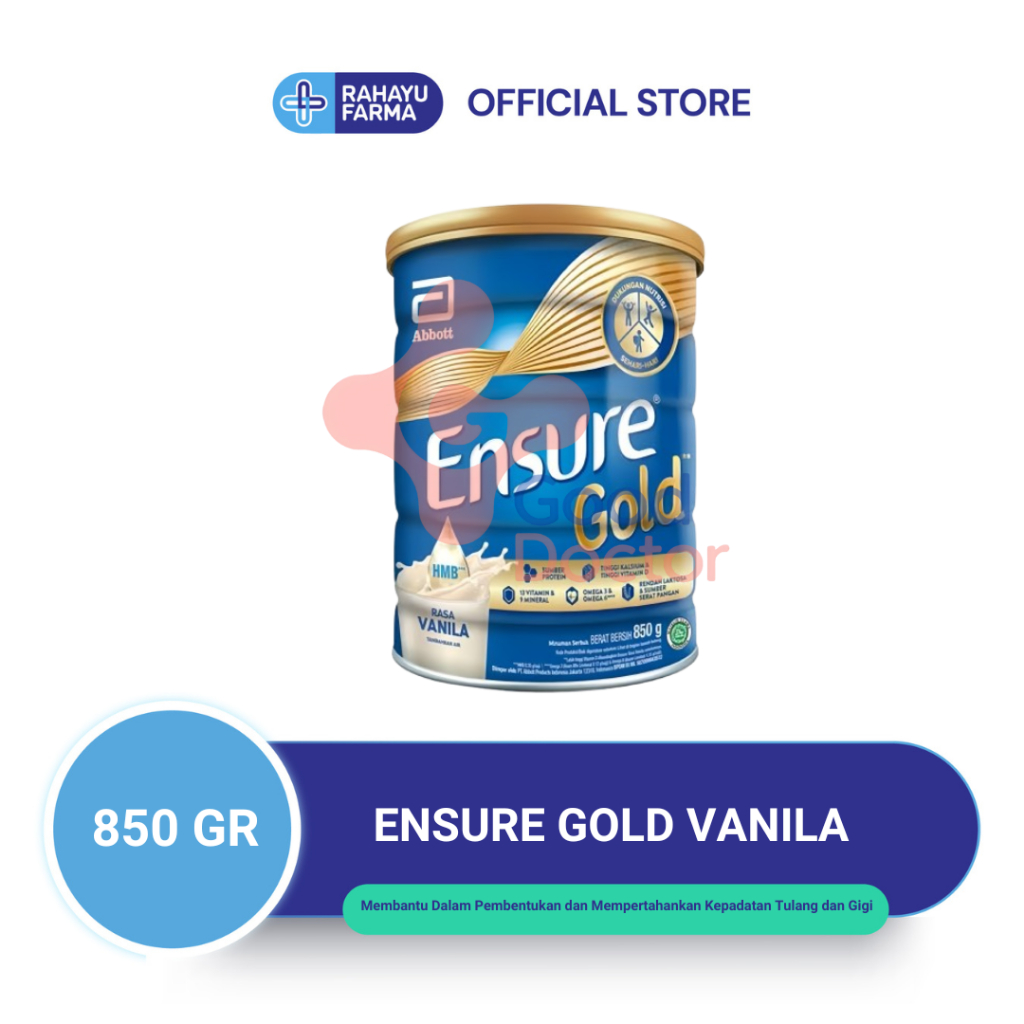 

ENSURE GOLD VANILA 850 GR – Susu premium rasa vanila ukuran besar, mendukung kesehatan tulang & metabolisme.
