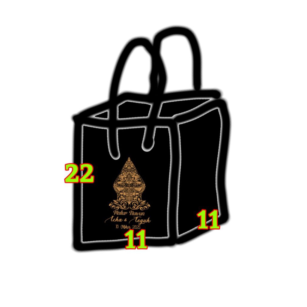 

paper bag 11 x 11 x 22 hitam + sablon