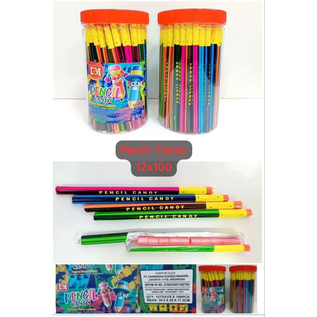 

DSM PENCIL CANDY/PERMEN BENTUK PENSIL/PERMEN JADUL LUCU UNIK ISI 100