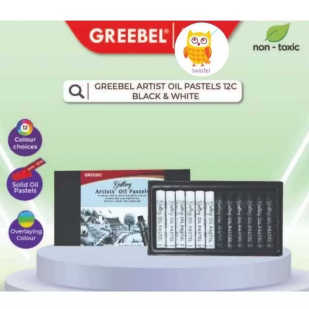 

Crayon Greebel Artist Oil Pastel 12 Warna Black & White