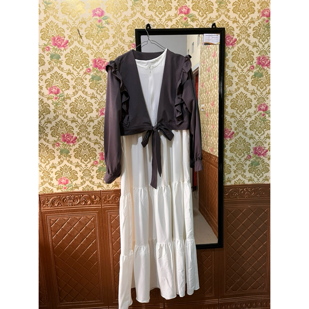 Baju Gamis Rompi Premium terbaru/ambrosia set/Gamis Wanita/Baju Gamis Polos