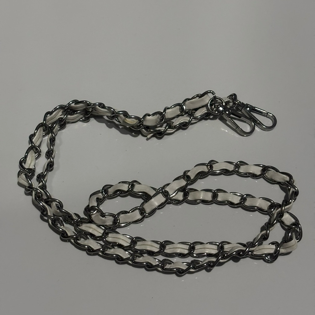 tali tas rantai putih silver