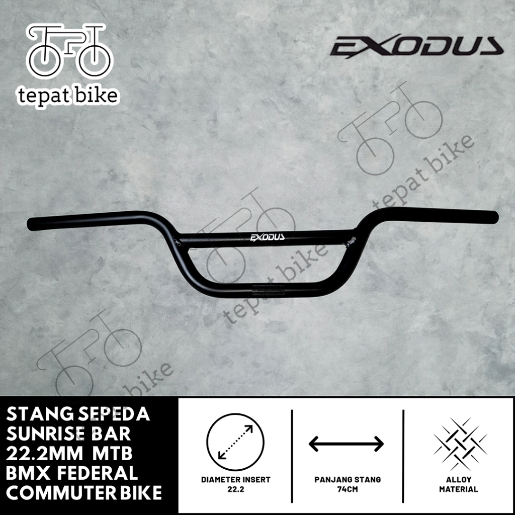 Stang Sepeda Sunrise Bar Exodus 22.2 FEDERAL Commuter Bike BMX/ Sun Rise Bar 22.2 Hitam Alloy