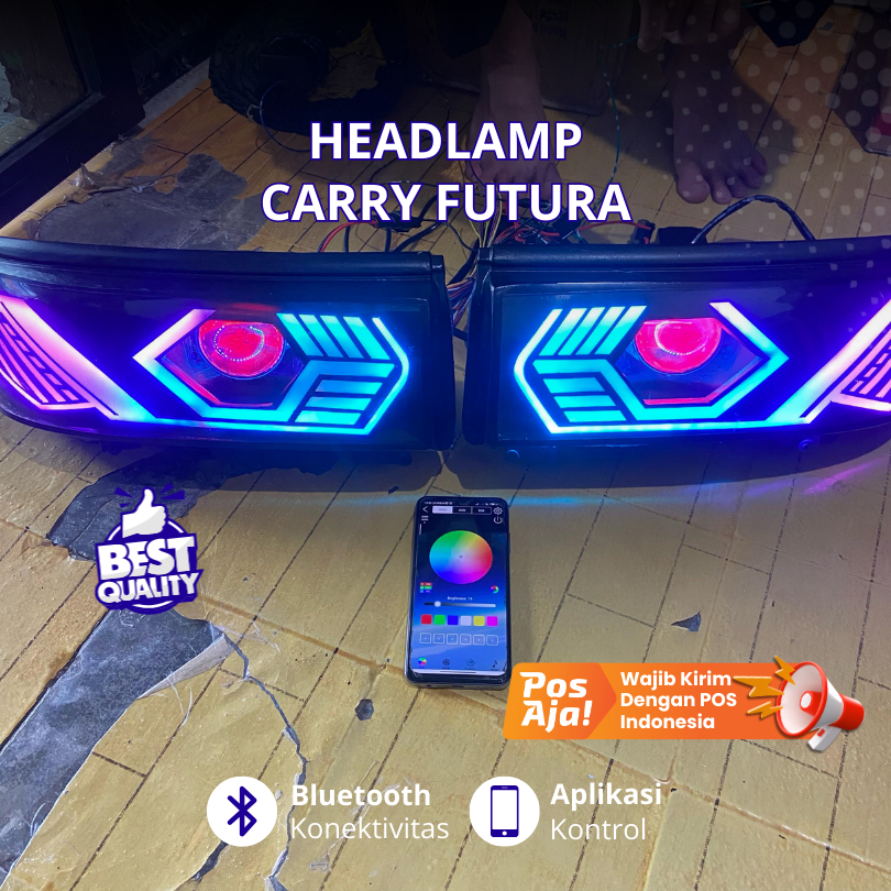 Headlamp Suzuki Futura Carry Injection New Merk CPU Sepasang Headlamp Custom RGB Set Biled Lampu Dep