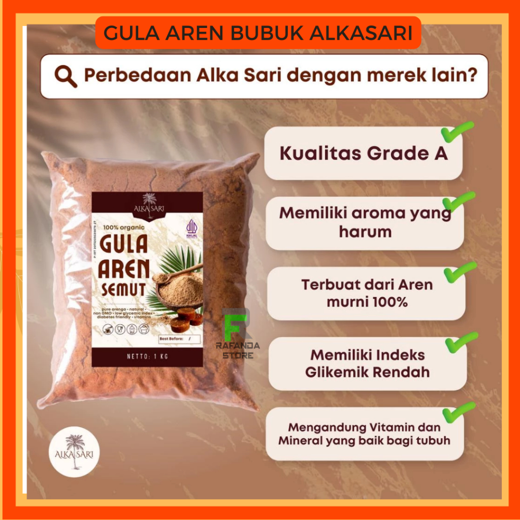 

Gula Aren Semut / Nira Aren Bubuk Organik 1Kg Alkasari