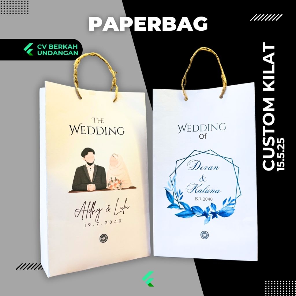 

Paperbag Souvenir Nikah Murah Bisa Custom Nama Uk 15X5X25