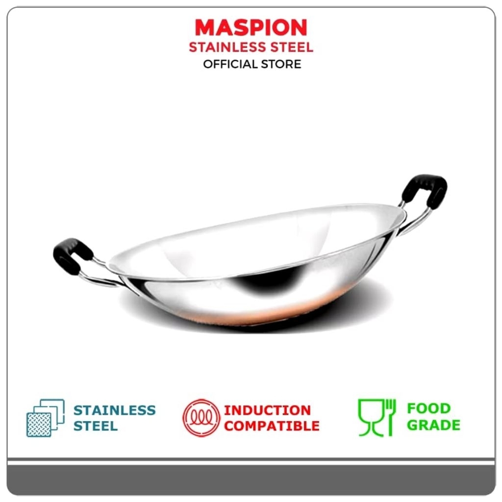 WAJAN STAINLESS 30 CM MASPION CHINESE WOK
