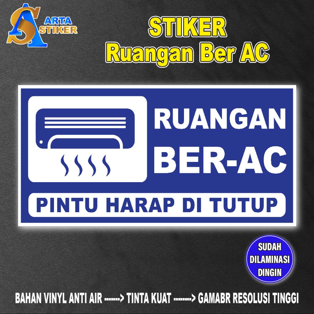

015. STIKER RUANGAN BER-AC | STIKER BER-AC | STIKER HARAP DITUTUP PINTU