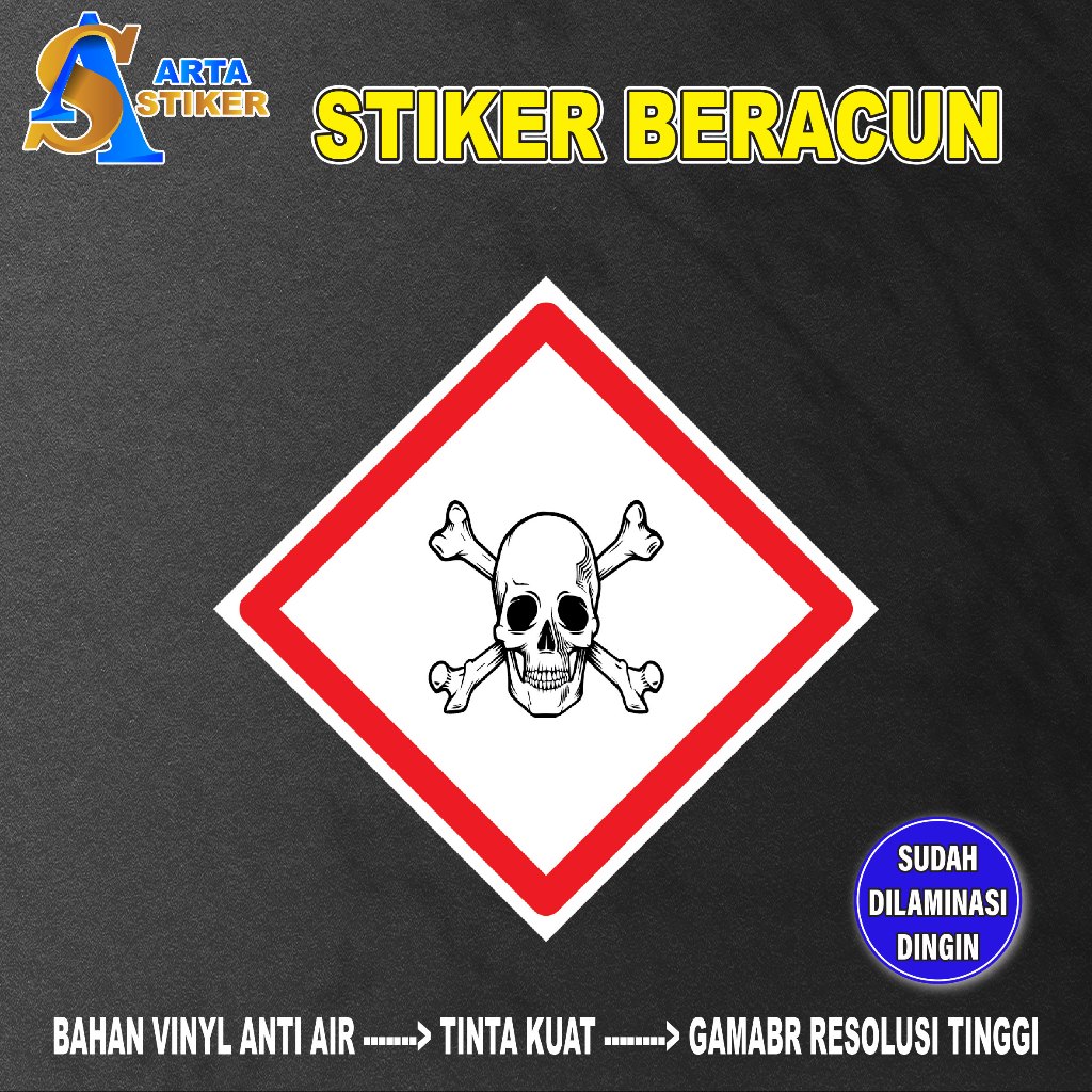 

019. Stiker label Simbol limbah B3 K3 Hazmat Mudah Beracun Bahan Vinyl Anti Air | Waterproof
