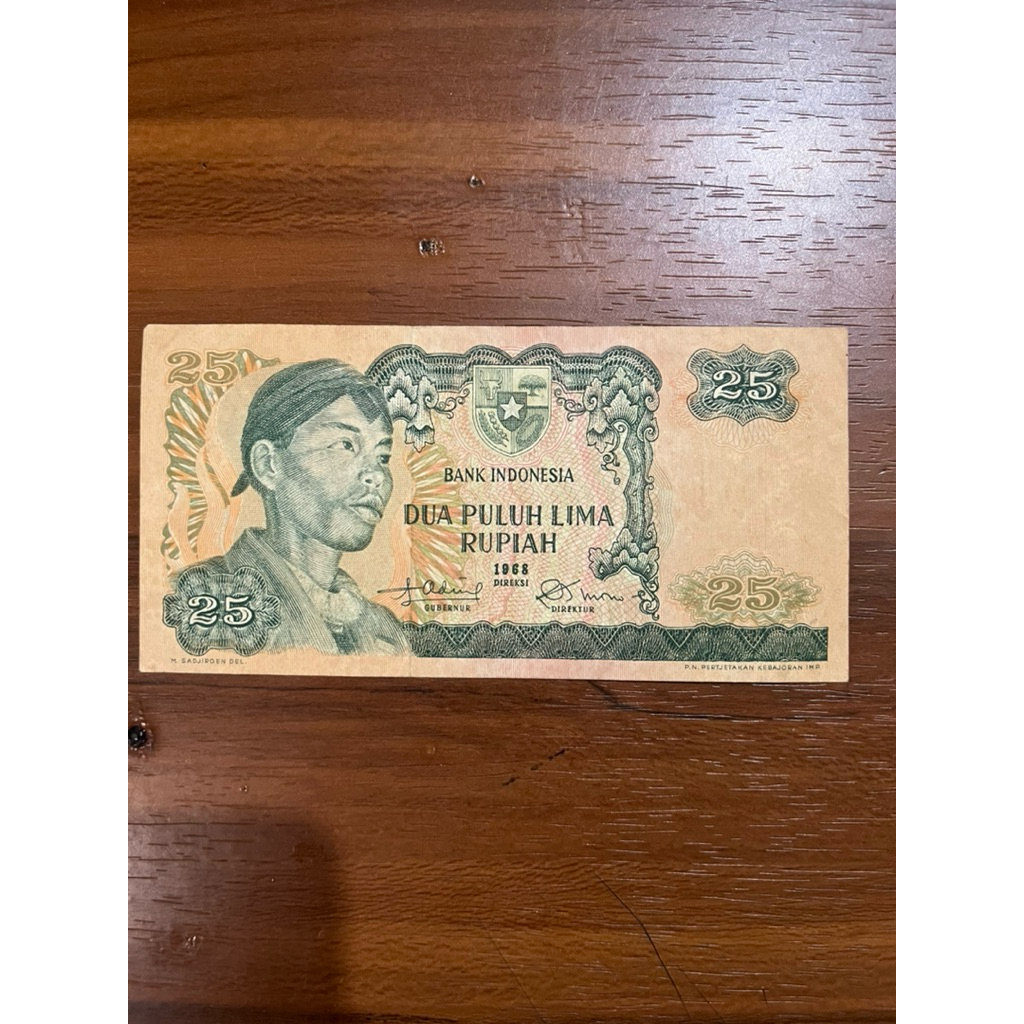 Uang Kertas 25 Rupiah 1968 Seri Sudirman Koleksi Kuno