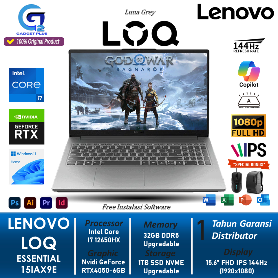 Lenovo LOQ Essential 15IAX9E RTX4050 Intel i7 12650HX 32GB DDR5 2TB SSD FHD IPS 100% sRGB 144Hz