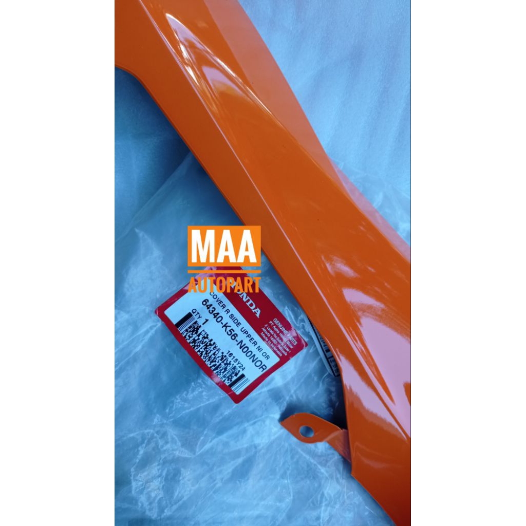 Cover Side Upper Sambungan Body Tengah Honda Sonic 150R K56 Orange Repsol Asli