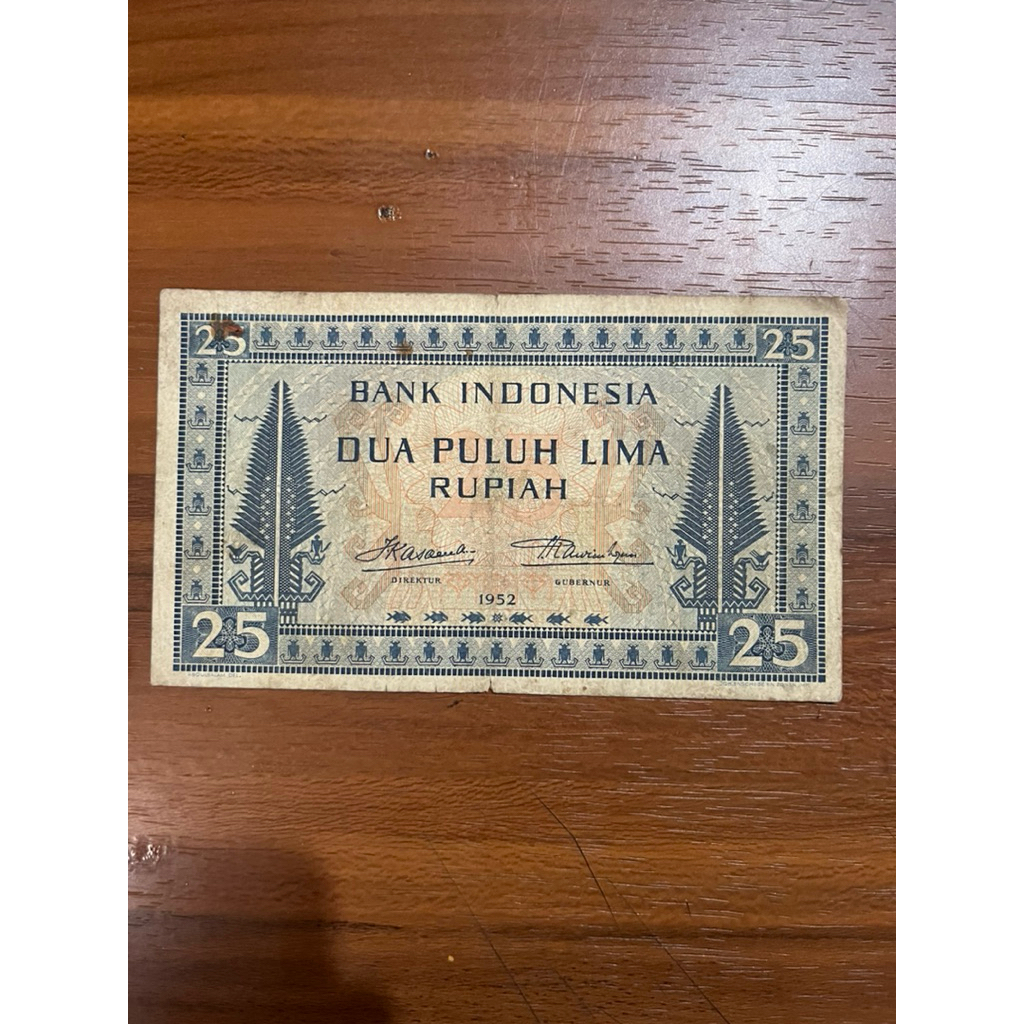 Uang Kertas 25 Rupiah 1952 Seri Budaya Koleksi Kuno