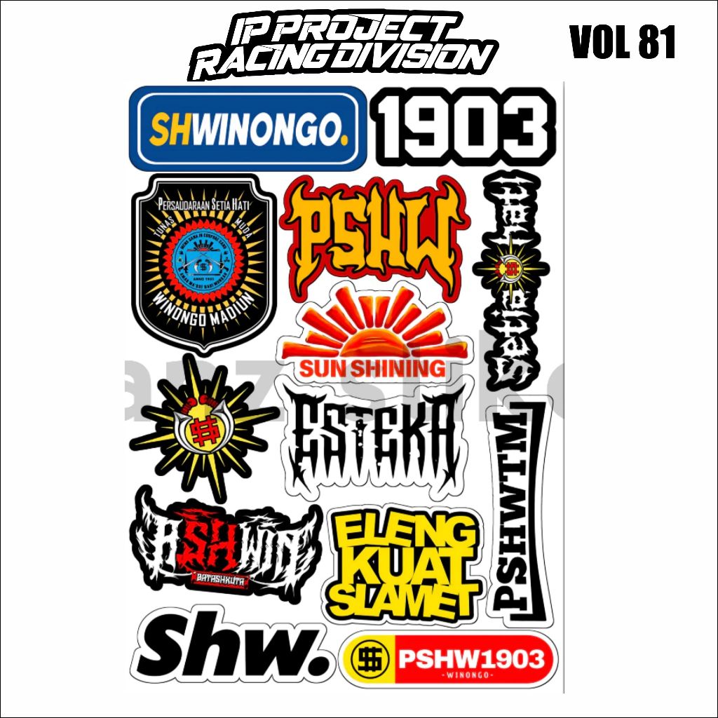 

STIKER PSHW WINONGO ISI 13pcs ANTI AIR, STIKER PERGURUAN STIKER SILAT, HELM, LAPTOP, CASE HP VOL 13