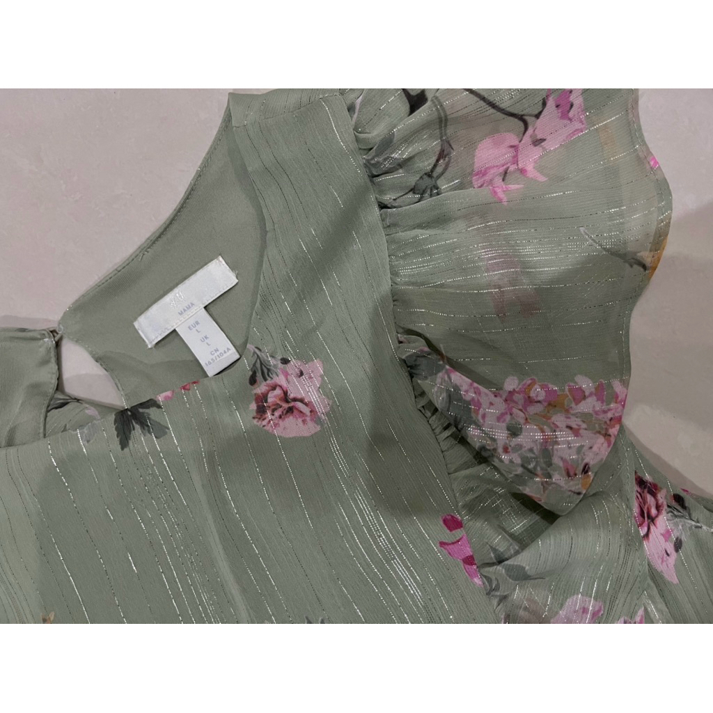 h&m (hnm) mama nursing dress bunga bunga pink hijau pastel (baju hamil & menyusui)