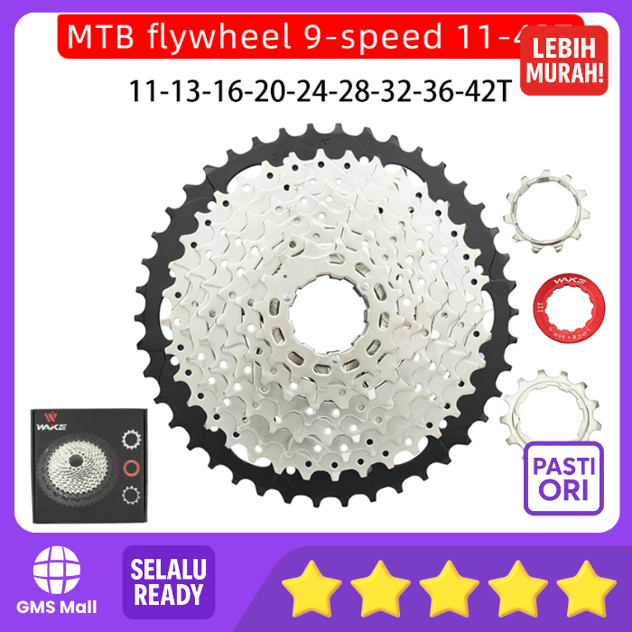 Wake Sprocket 9 Speed 11 - 42T Silver Gear Cassette Sepeda MTB