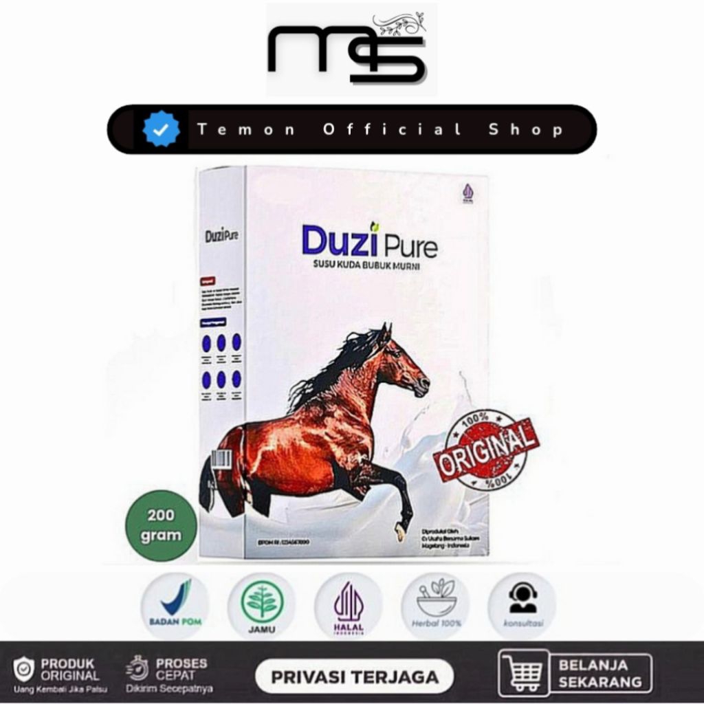 

Duzi Pure Susu Kuda Suplemen Asam Urat, Rematik, Nyeri Sendi Alami Tanpa Efek Samping Asli Original BPOM