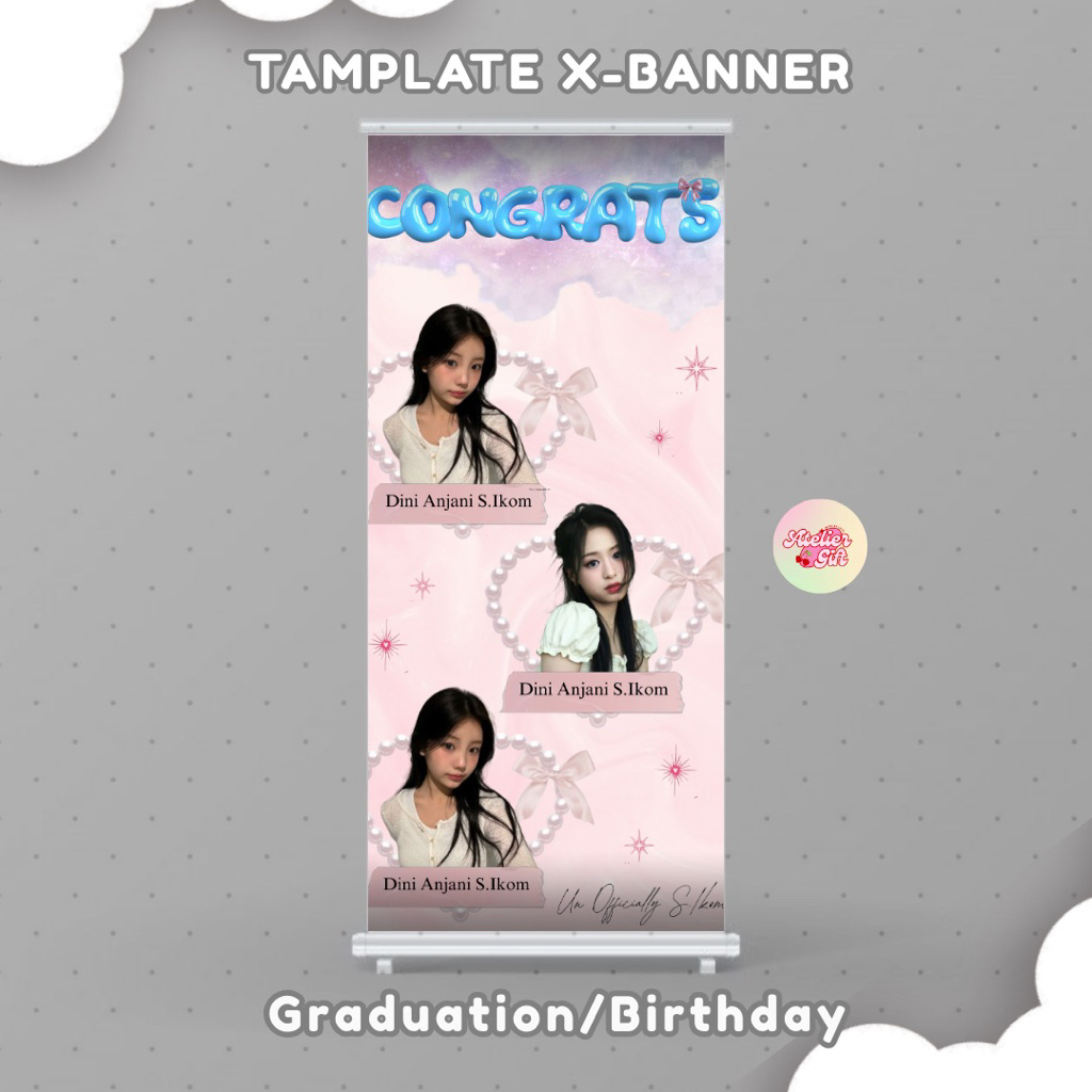 Template X-Banner Graduation & Birthday | Desain Editable Cantik