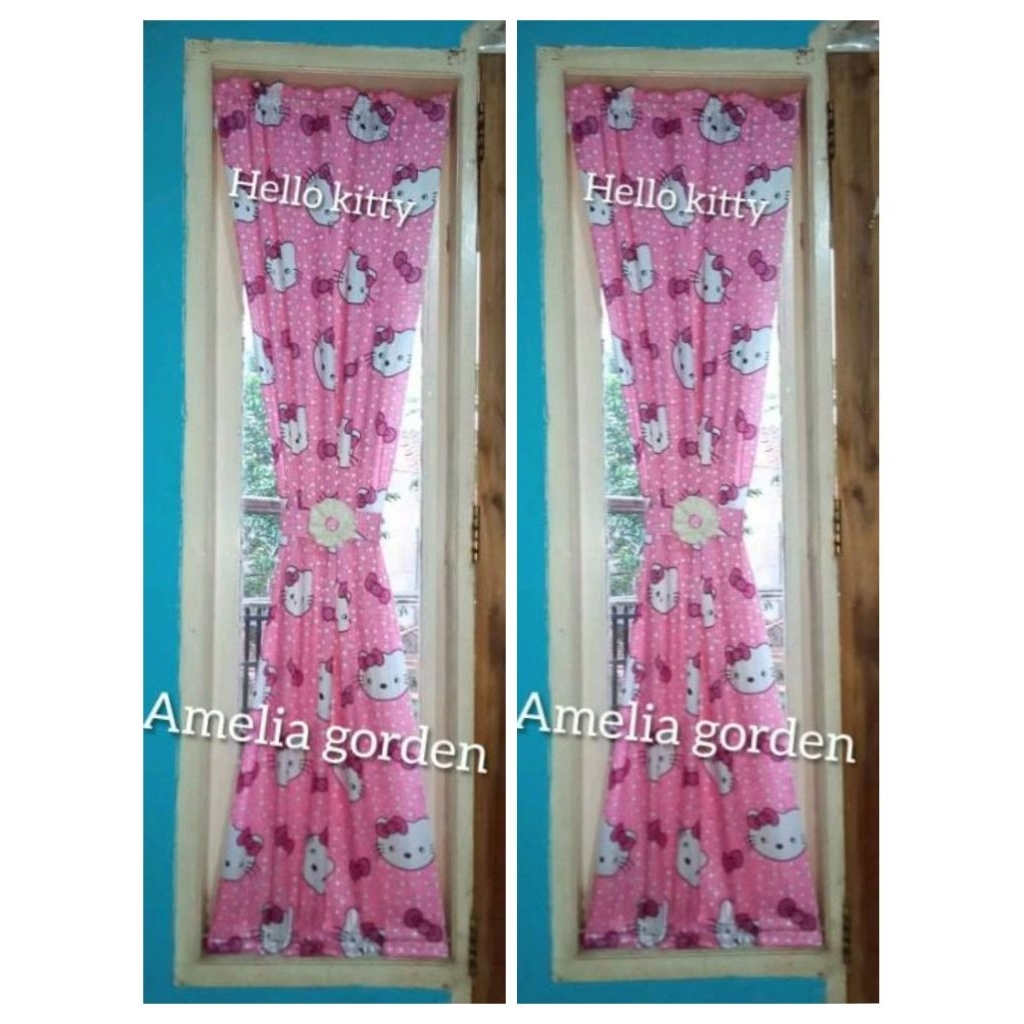 gorden karakter ikat kupu kupu jendela minimalis ,doraemon,hello kitty+gratis stik puul set