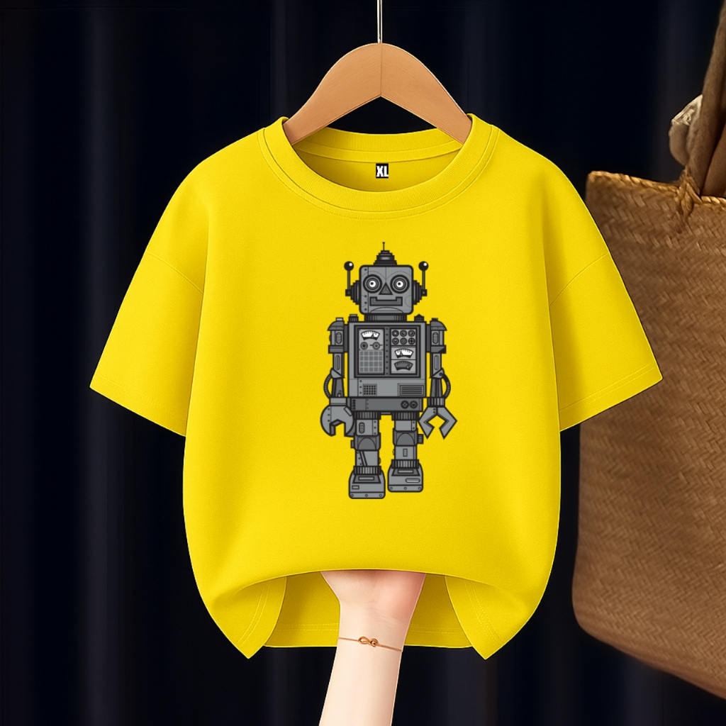BAJU KAOS ANAK VINTAGE ROBOT FREE CUSTOM NAMA