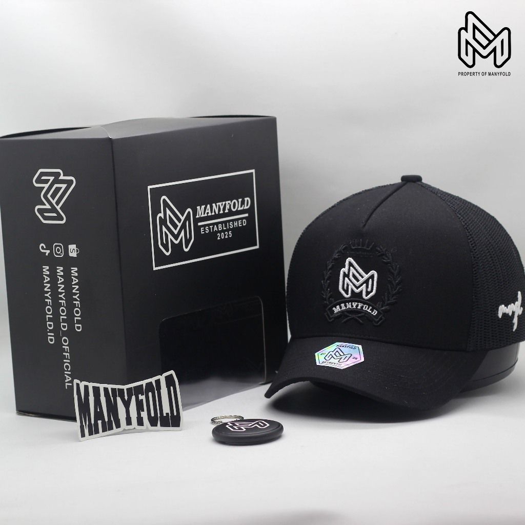 TOPI BASEBALL MANYFOLD VISOR PENDEK BORDIR HITAM