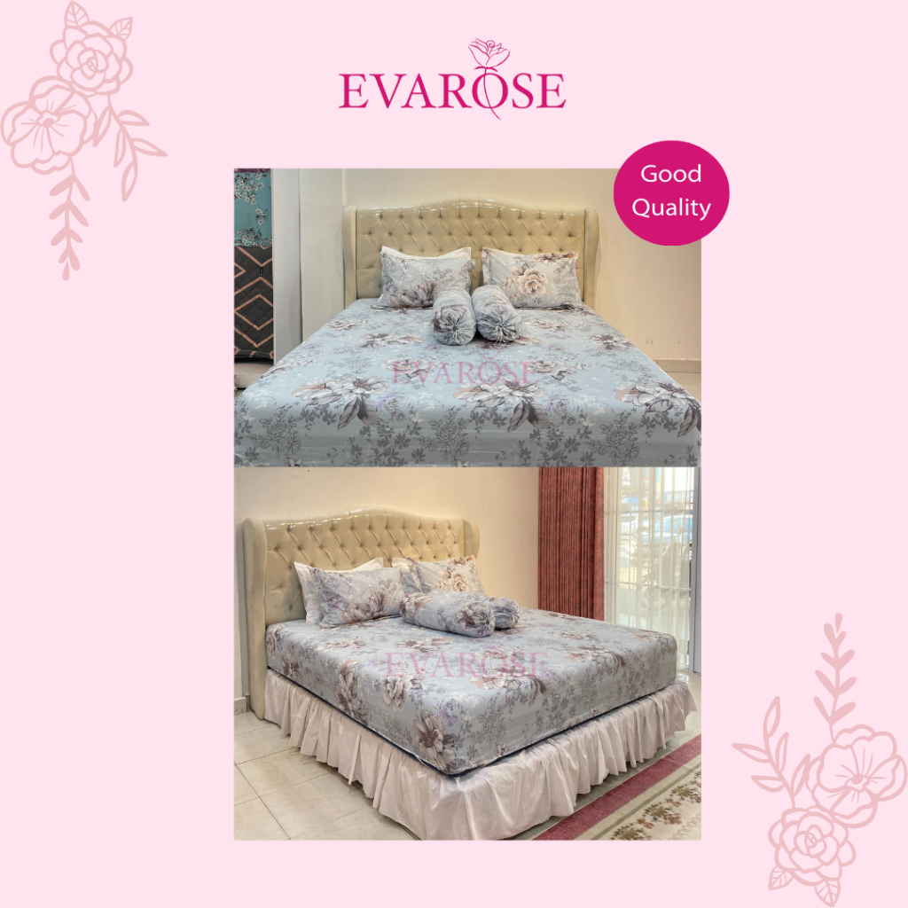 EVAROSE - SPREI SET T30 MOTIF SARUNG BANTAL DAN GULING SPREI KASUR CANTIK