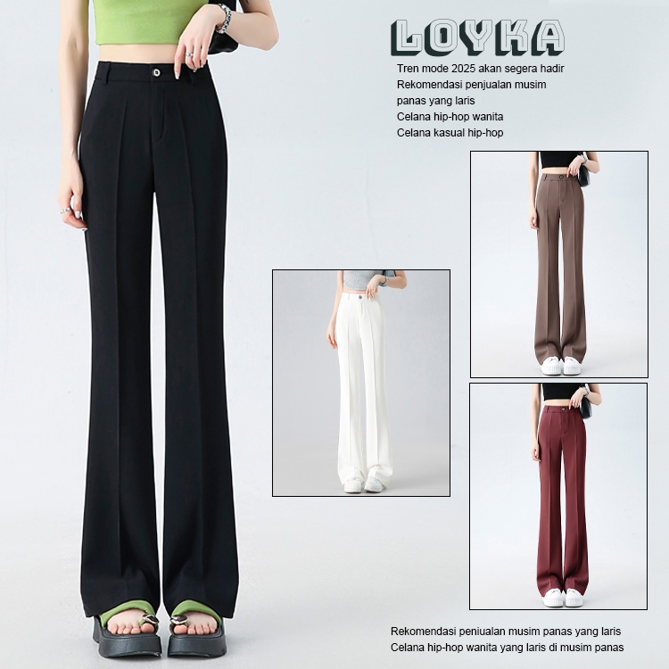 Loyka Celana jas panjang wanita bootcut highwaist Formal Korean Style Celana Kulot BootCut Loose Pan