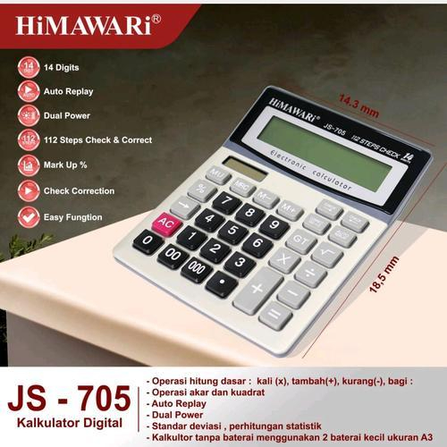 

Kalkulator Himawari 14 Digits JS-705 Electronic Calculator 14 Digits Kalkulator Jumbo Pasar