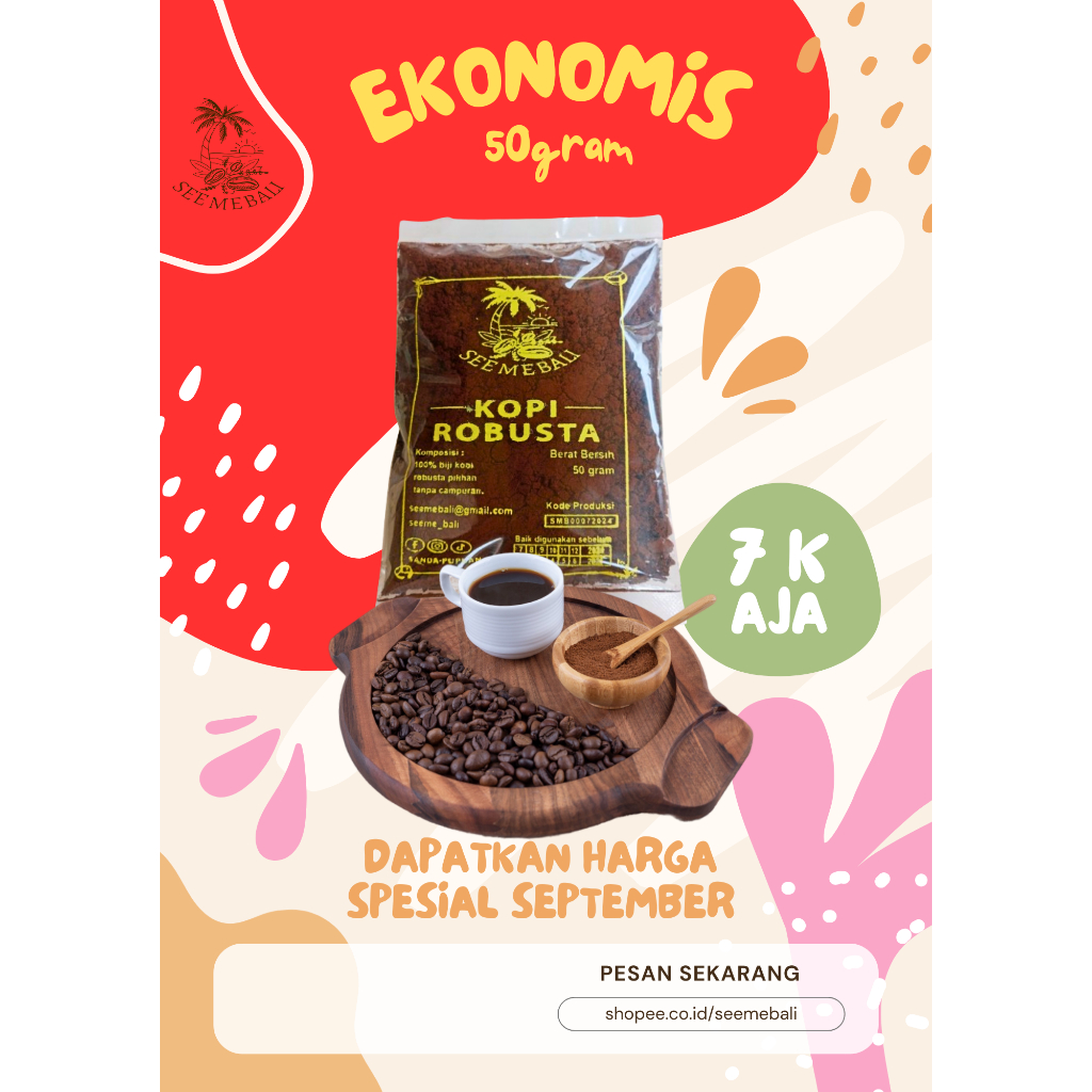 

Kopi Bubuk Robusta Kemasan Ekonomis 50 Gr