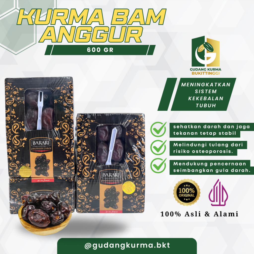 

Kurma Bam Barari - Kurma Anggur Mazafati Ranuna – Premium Lembut Manis 600gr