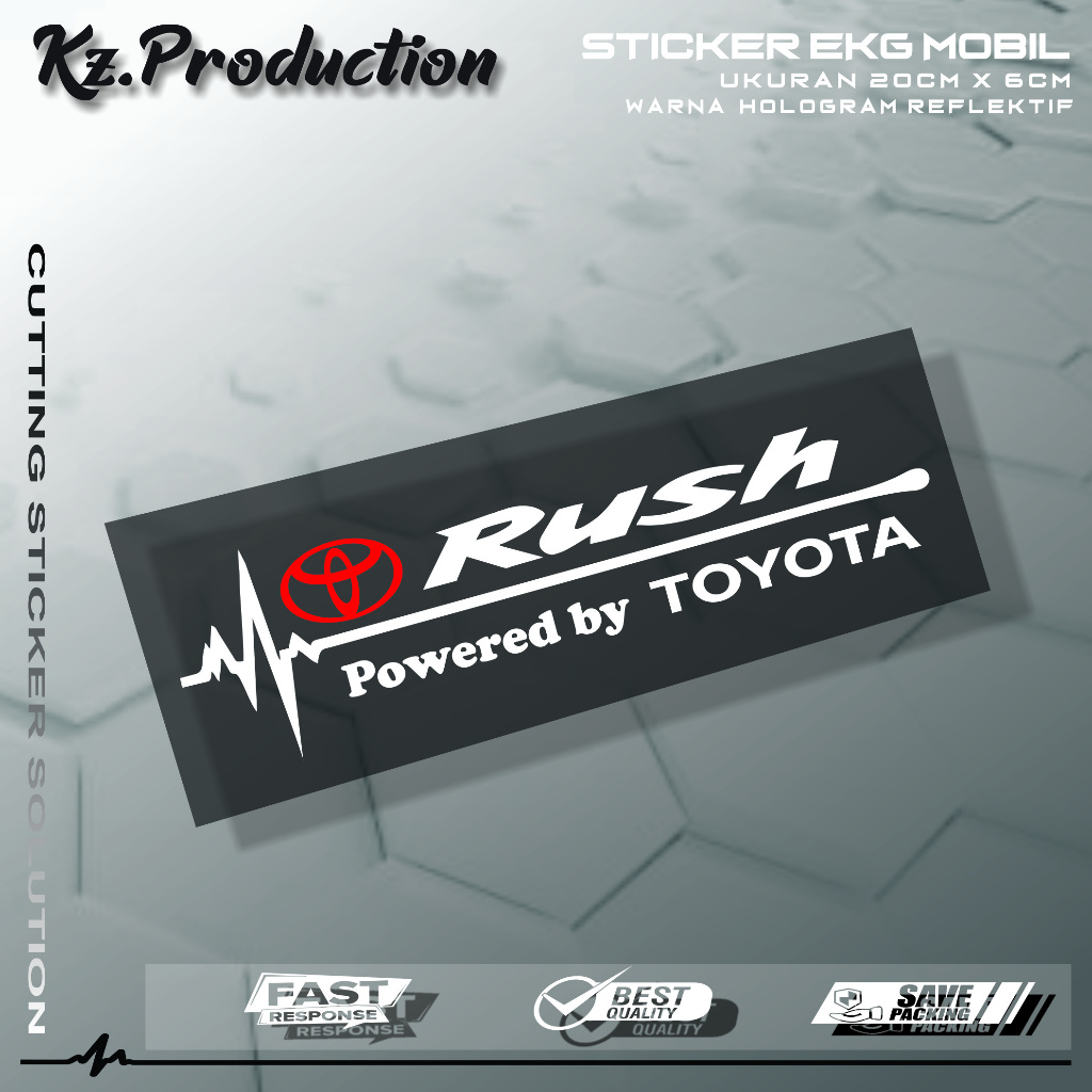 Sticker Cutting Kaca Mobil Toyota Rush Motif Detak Jantung EKG Mobil Toyota