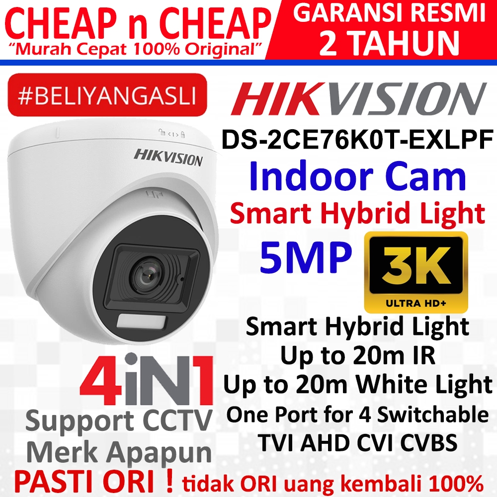 CCTV HikVision 5MP Indoor Dual Light DS-2CE76K0T-EXLPF - CCTV Analog Hik Vision