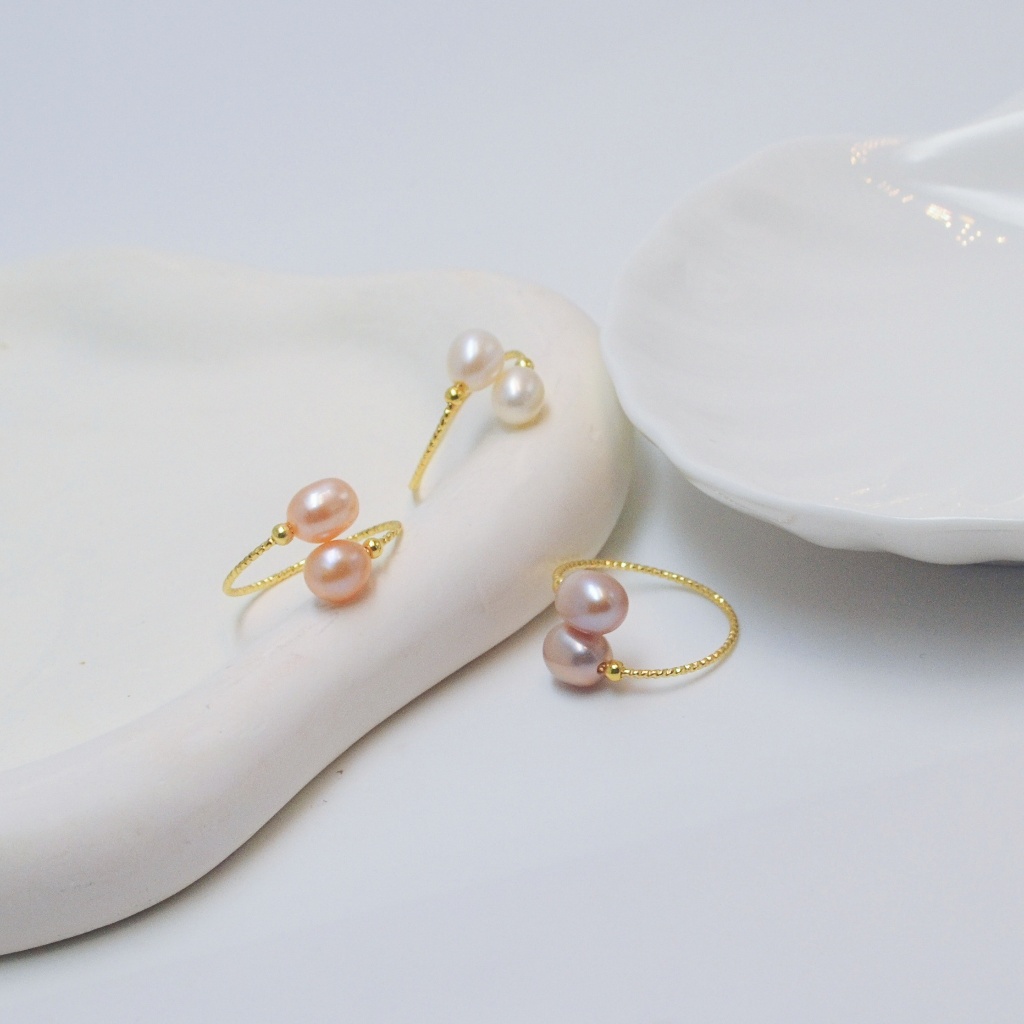 C027 Cincin Mutiara Asli Air Tawar, Desain Elegan & Mewah, Cocok Untuk Semua Acara, Kualitas Terbaik