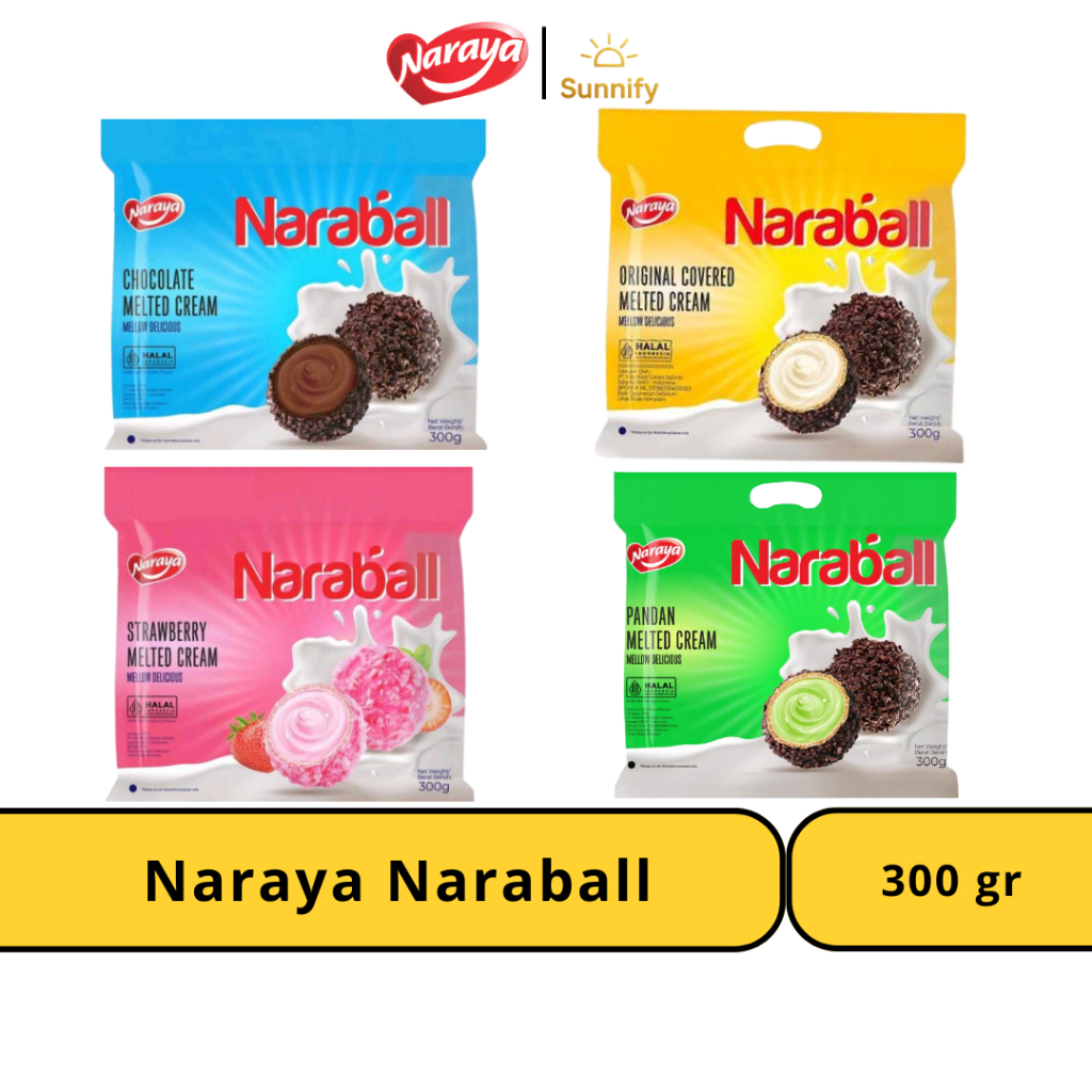 

Naraya Naraball Wafer Melted Cream Rasa Original / Chocolate / Strawberry / Pandan Halal 300 gr