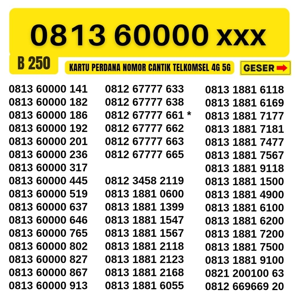 Kartu Perdana Nomor Cantik Telkomsel Simpati 4G 5G Telkomsel Nocan Simpati Nomer Cantik Telkomsel No