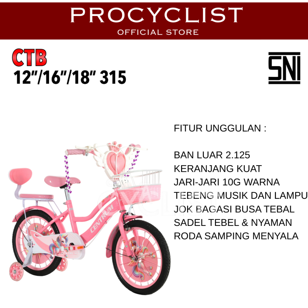 SEPEDA RODA 4 ANAK CENTRUM CTB  315 DENGAN KERANJANG DAN MUSIK