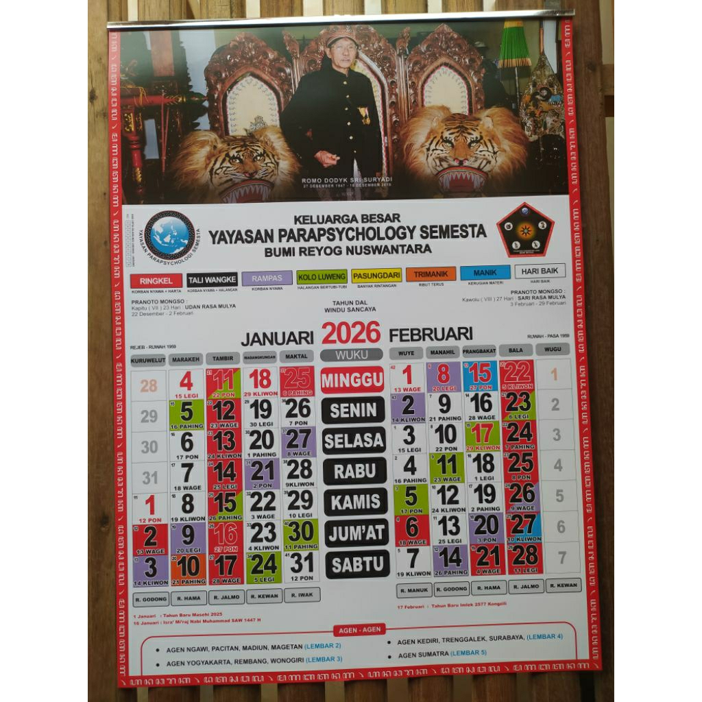 Kalender 2026 - Kalender Jawa 20256 YPS Yayasan Parapsychology Semesta Terbaru