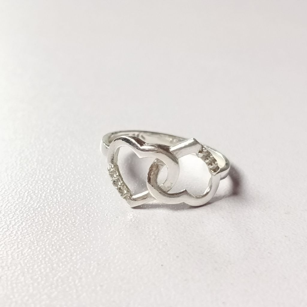 Cincin Perak Asli 925 Model Love/Cincin Perak Terbaru/Cincin Wanita Unik/Perak 925/Lapis Emas Putih