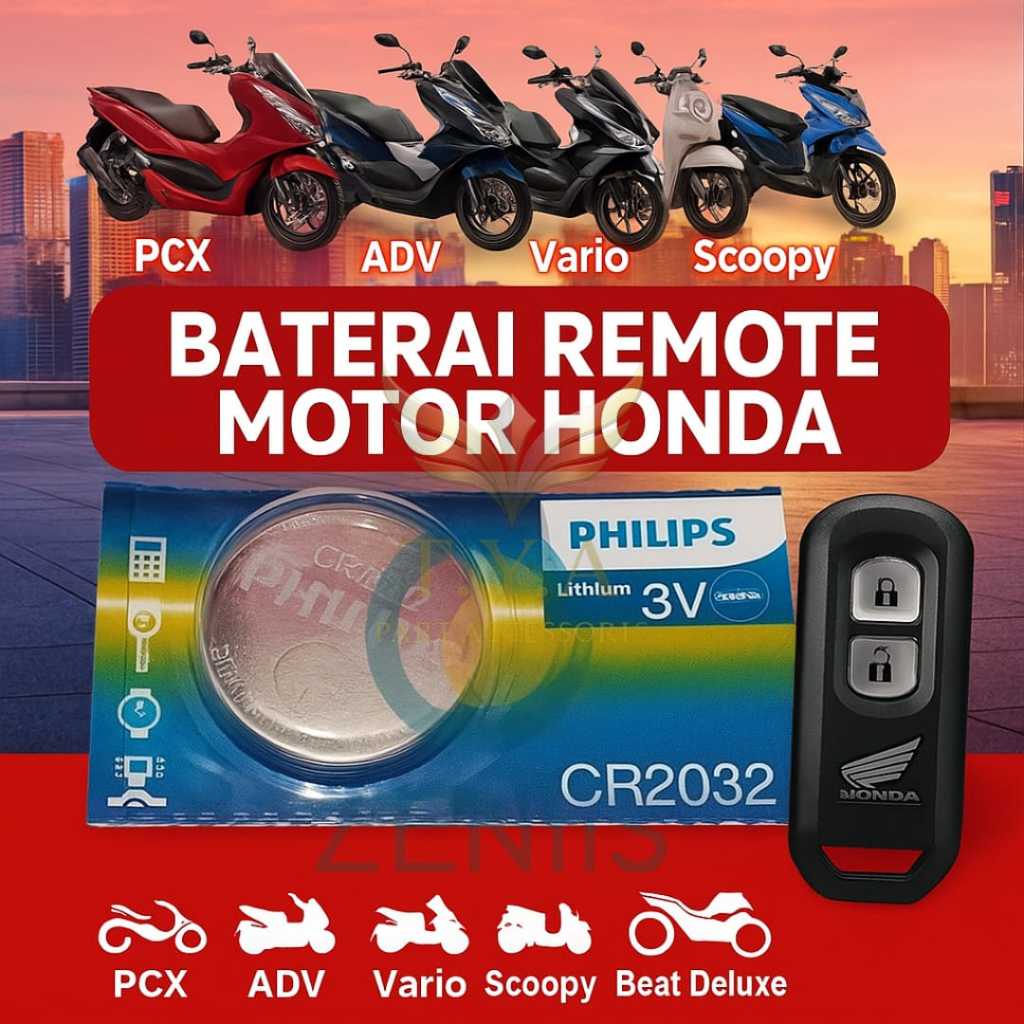Baterai Remote Motor Honda Original Cocok untuk Vario, PCX, ADV, Stylo, Beat Deluxe, Forza, Scoopy T