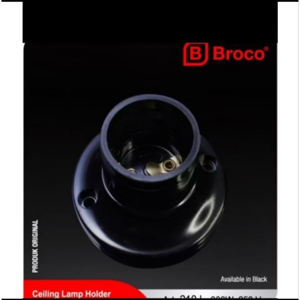 BROCO FITTING BULAT HITAM PLAFON BROCO FITING LAMPU SNI