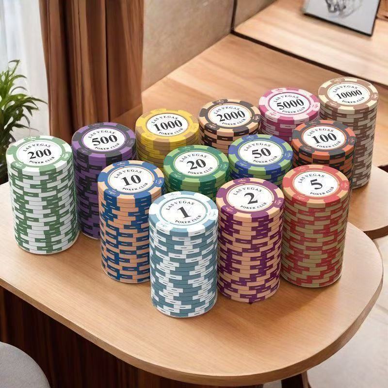 Chip Mahkota Mahjong Hall, Kartu Spesial Ruang Catur, Set Chip Texas Hold'em, Chip Bulat Poker, Koin